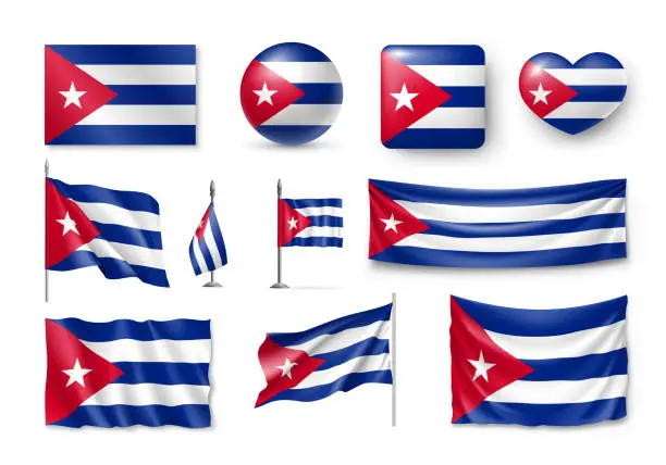 Vector illustration of Various flags of Cuba independent country