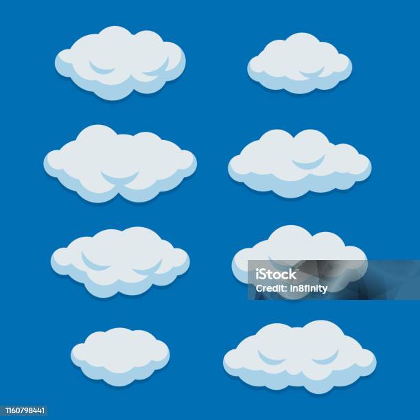 Ilustración de Nubes De Dibujos Animados En El Fondo Del Cielo Azul Vector  y más Vectores Libres de Derechos de Abstracto - iStock