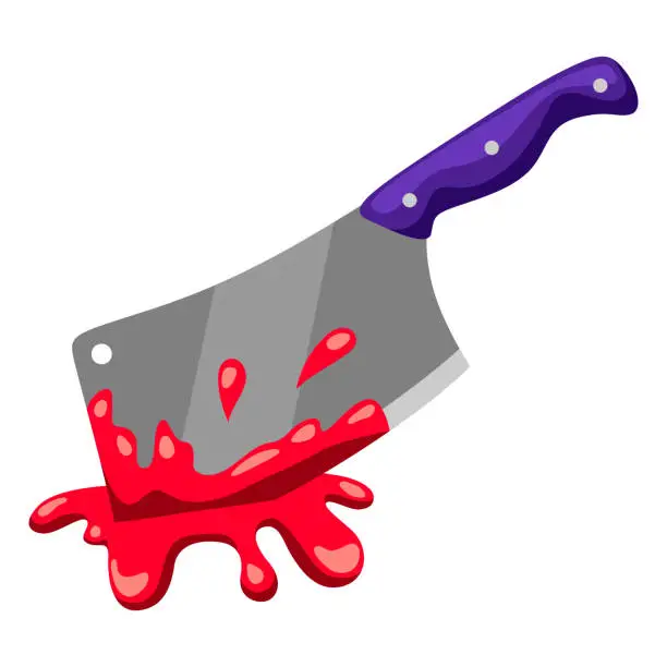 Vector illustration of Happy halloween illustration of backsword with blood.