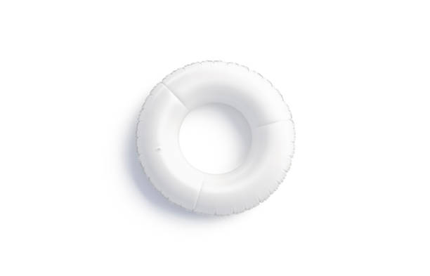 Blank white swim ring mockup isolated, top view, 3d rendering.