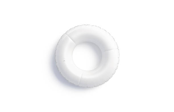 пустой белый макет кольца плавания изолированы, вид сверху, 3d рендеринга. - water park inflatable ring water swimming pool стоковые фото и изображения