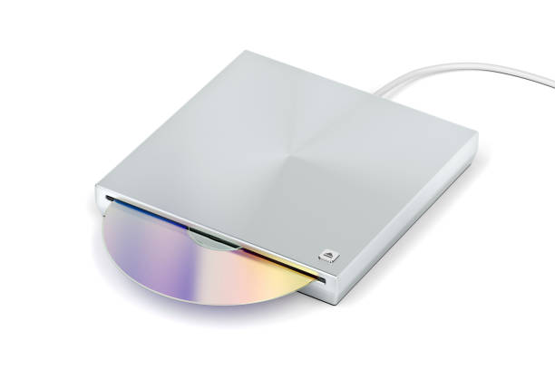 Optical disc drive Slot-loading optical disc drive on white background open cd player stock pictures, royalty-free photos & images