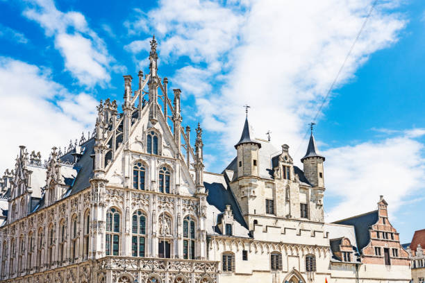 historical town hall of mechelen. belgium. - belfort imagens e fotografias de stock