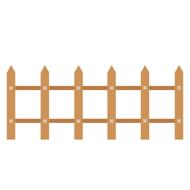 田舎の木製のフェンス ピケットベクトル庭のイラストのための茶色のシルエットフェンス - non urban scene silhouette fence gate点のイラスト素材／クリップアート素材／マンガ素材／アイコン素材