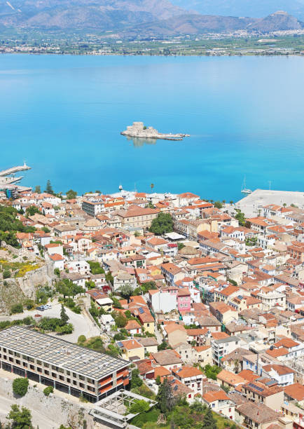 istock landscape of Nafplio town Argolis Greece - drone view 1160804489