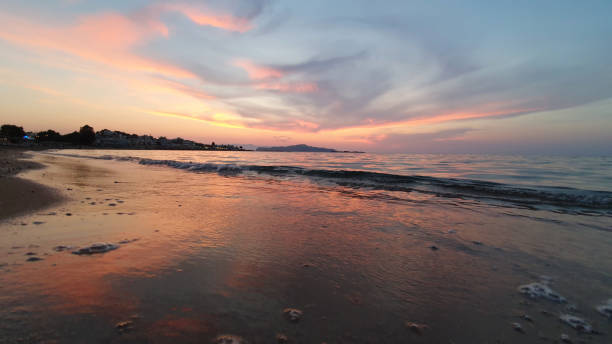 istock Orange blue sky after sunset on the seashore. 1160807184