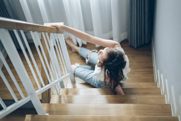 istock Asian woman falling from ladder with back pain or her hips 1160808992