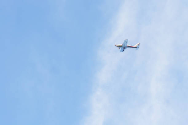 istock Private jet against blue sky and clouds, Puglia, Italy 1160809505