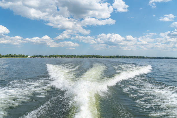 istock Water Wake of Sailing Ship on Lake Simcoe,(Texture, splashes and waves) 1160811255