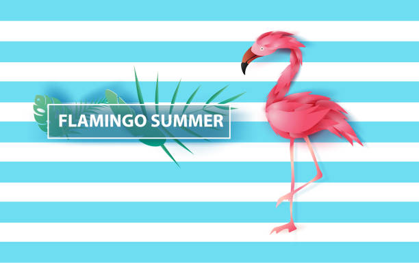 istock Sale's Summer banner with flamingo on blue background,Minimal simple design for poster, flyer, invitation, card, web site or application smartphone. Creative design Paper cut style,vector illustration 1160816011