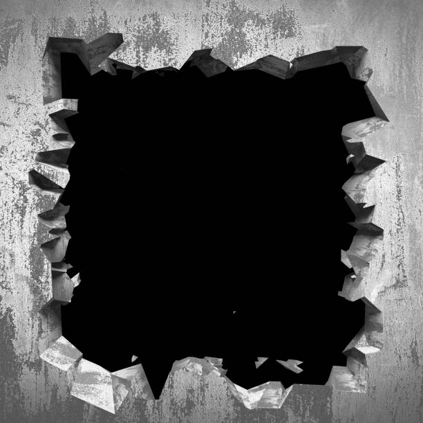 istock Dark cracked broken hole in concrete wall. Grunge background 1160818449