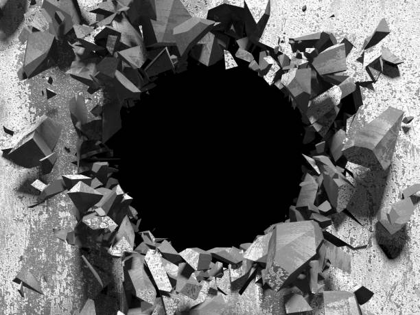 istock Dark cracked broken hole in concrete wall. Grunge background 1160818624