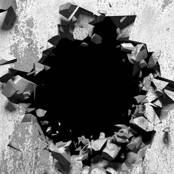 istock Dark cracked broken hole in concrete wall. Grunge background 1160818791