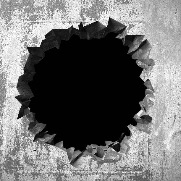 istock Dark cracked broken hole in concrete wall. Grunge background 1160818822