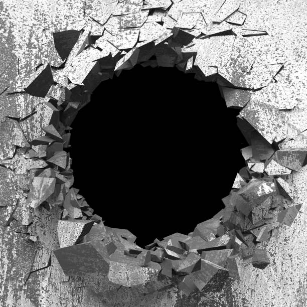 istock Dark cracked broken hole in concrete wall. Grunge background 1160818877