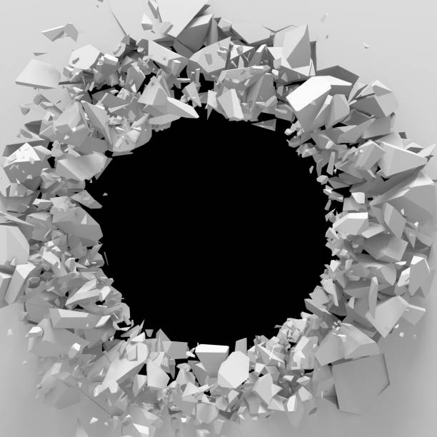 istock Dark cracked broken hole in concrete wall. Grunge background 1160818905