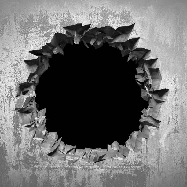 istock Dark cracked broken hole in concrete wall. Grunge background 1160818980