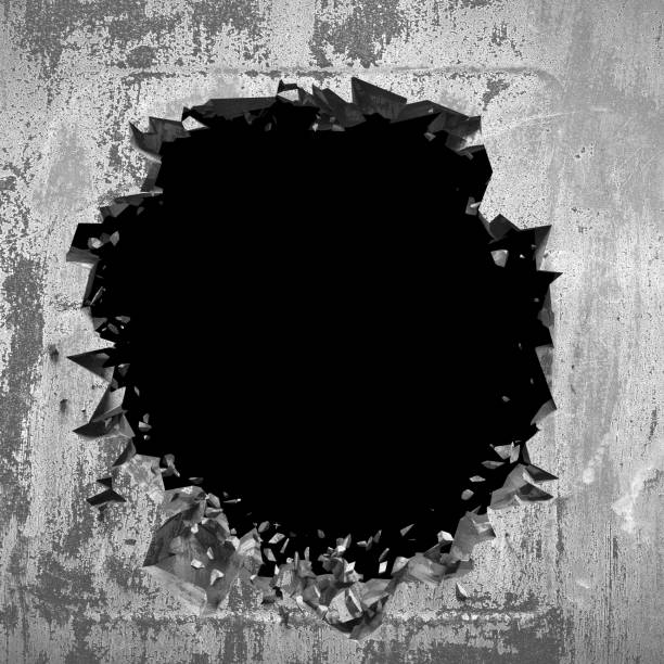 istock Dark cracked broken hole in concrete wall. Grunge background 1160819029