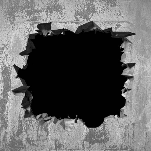 istock Dark cracked broken hole in concrete wall. Grunge background 1160819126