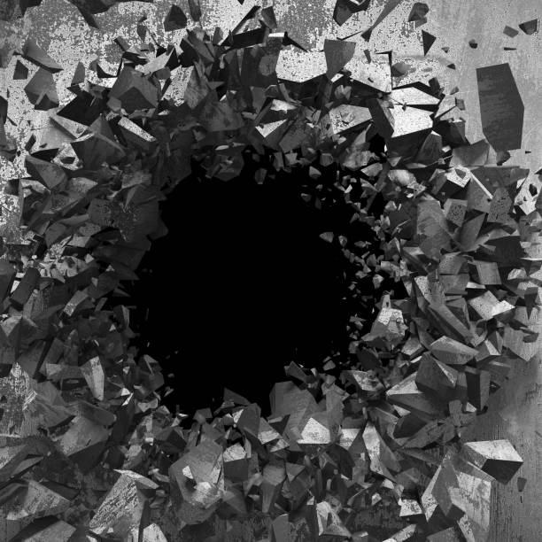 istock Dark cracked broken hole in concrete wall. Grunge background 1160819652