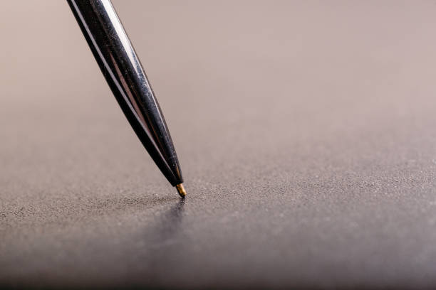 istock automatic plastic ballpoint pen with clipping path on black background. close up. 1160819787