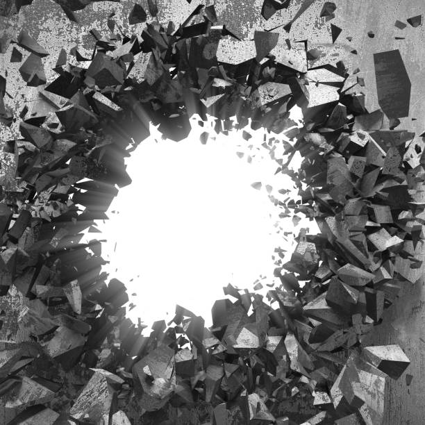 istock White cracked broken hole in concrete wall. Grunge background 1160819789