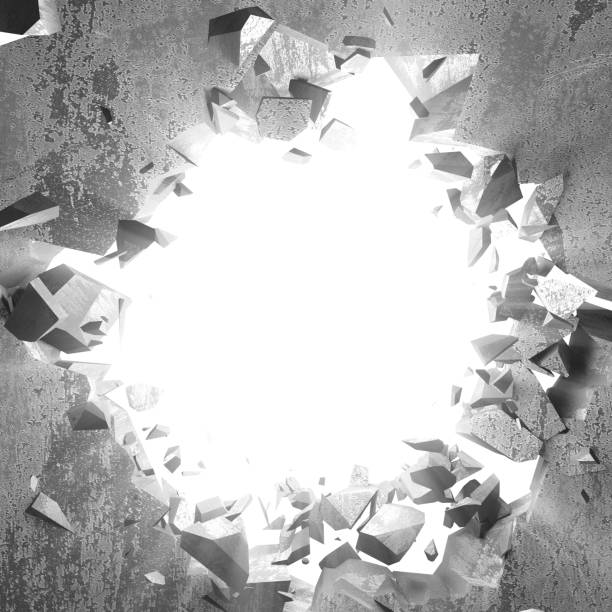 istock White cracked broken hole in concrete wall. Grunge background 1160820213