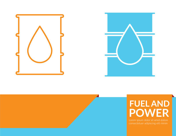 Power and Fuel Icon Banner - Oil Barrel - ilustração de arte vetorial