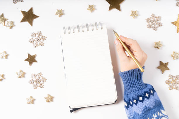 istock Christmas flat lay scene with golden decorations 1160821546