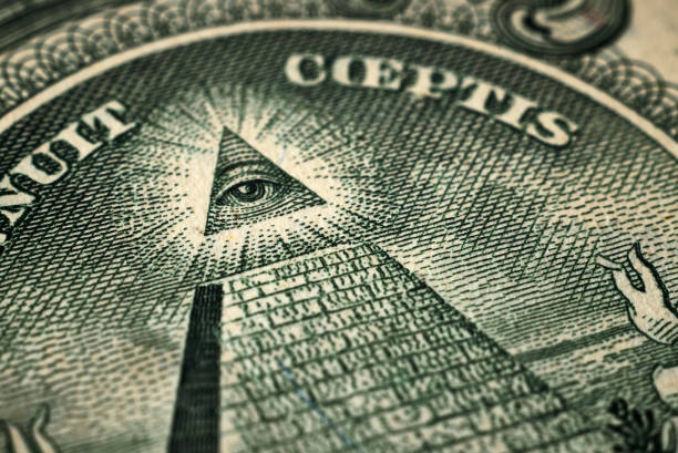 istock fragment of old dirty one dollar bank note. masonic pyramid 1160824974