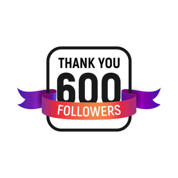 ilustrações de stock, clip art, desenhos animados e ícones de 600 followers number with color bright ribbon isolated vector icon. four hundred follower thank you - banner anniversary vector button