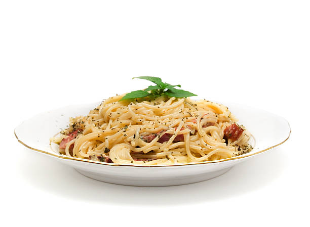 Mediterranean food collection - Spaghetti Carbonara stock photo