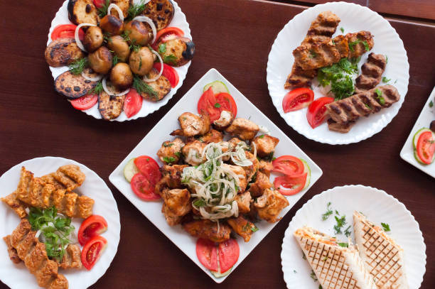 istock Mix kebab on a plate top view 1160837961