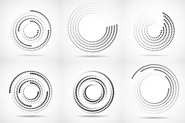 ilustrações de stock, clip art, desenhos animados e ícones de set of abstract dotted circles - swirl blurred motion abstract art