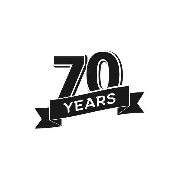 Vector 70 years anniversary icon. Isolated black sign 70th jubilee on white background Vector 70 years anniversary icon Isolated black sign 70th jubilee on white background. 70th stock illustrations