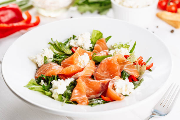 istock Fresh Salad with Smoked Salmon Slice Appetizer 1160839811