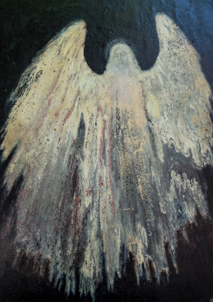 istock Angel: light and darkness. Drawing with oil strokes. 1160842631