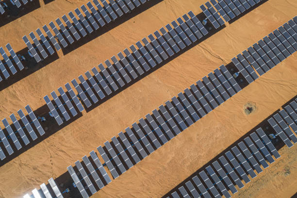istock Solar panels from aerial view 1160845743