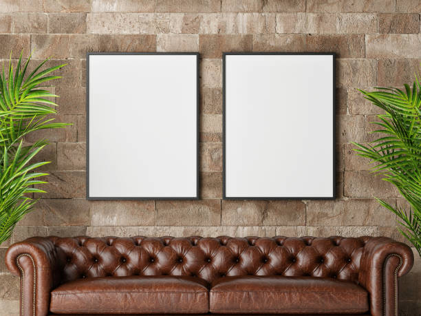istock Two posters with retro sofa, part of living room 1160845906