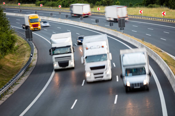 istock Semi Trucks Speeding, Heavy Goods Transportation in Germany 1160845935