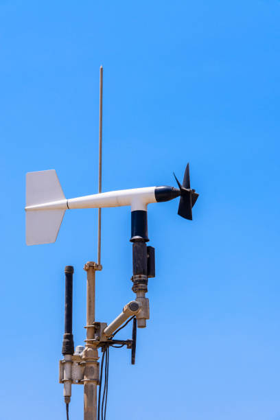 istock Weather station measuring wind speed and direction, temperature and rainfall. 1160846093