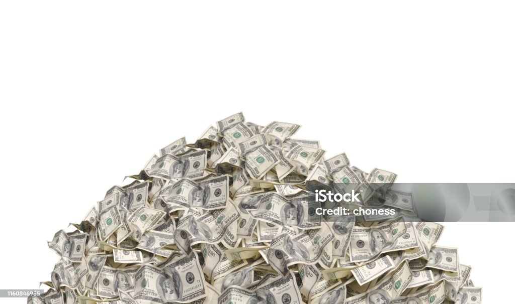 Haufen mit amerikanischen hundert Dollar-Scheine isoliert auf weißem Hintergrund - Lizenzfrei Währung Stock-Foto