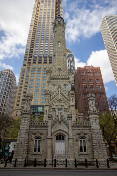 Chicago's Water Tower Chicago Water Tower in the Spring water tower chicago landmark stock pictures, royalty-free photos & images