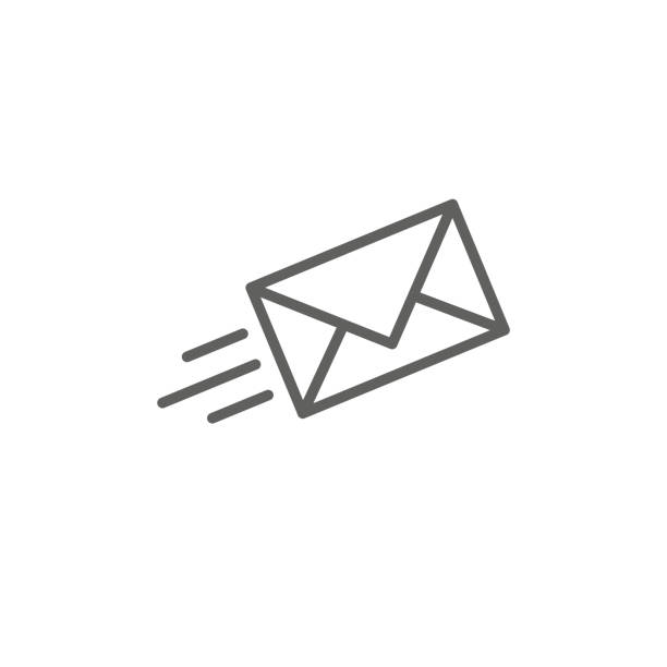 электронная почта маркетинговых кампаний значок - летающий конверт с указанием отправки - e mail technology @ backgrounds stock illustrations