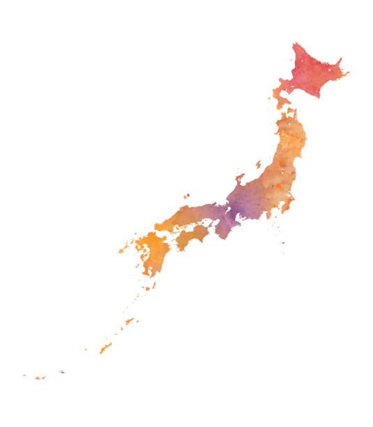 istock Japan Raster Map Watercolor Illustration in Autumn Colors 1160857612