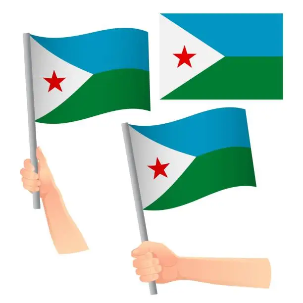 Vector illustration of Djibouti flag in hand
