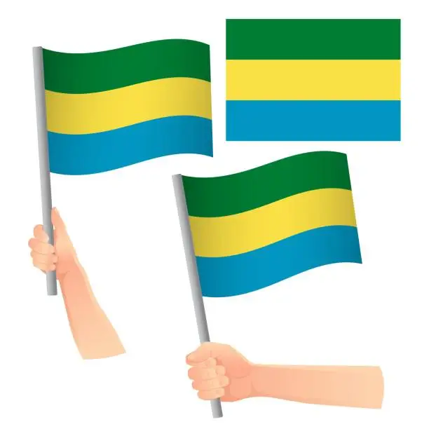 Vector illustration of Gabon flag in hand