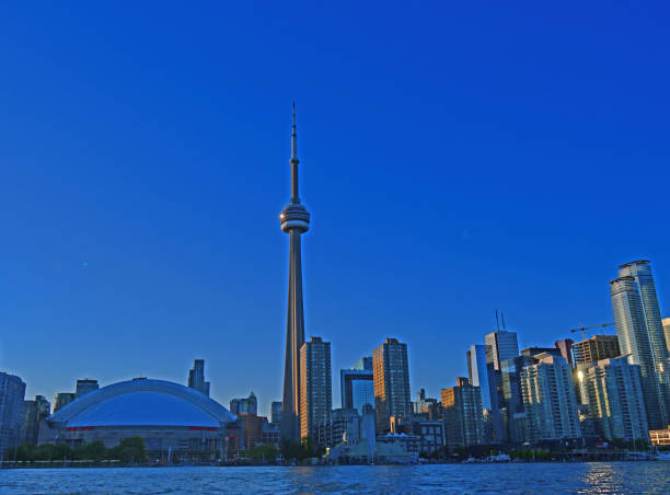 istock Skyline of Toronto, Canada at twilight as seen from the harbor 1160864829