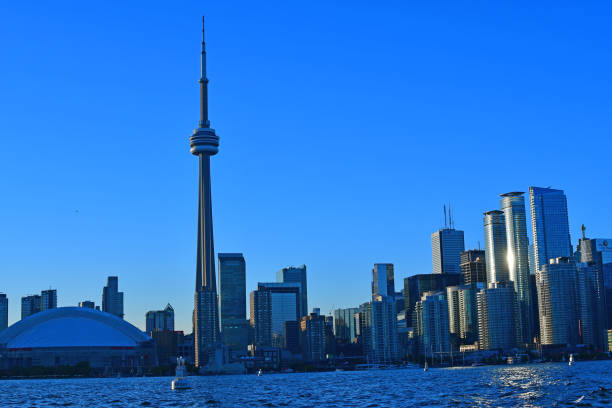 istock Skyline of Toronto, Canada at twilight as seen from the harbor 1160864880