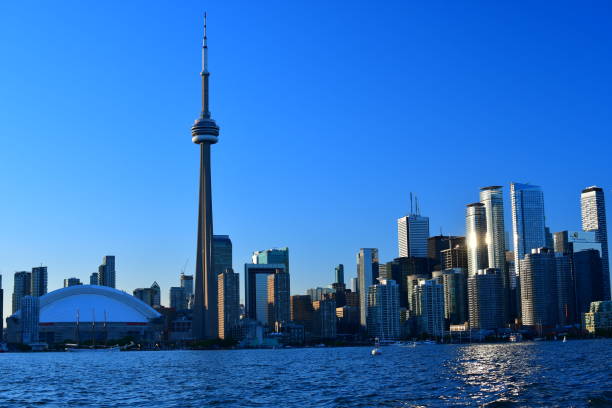 istock Skyline of Toronto, Canada at twilight as seen from the harbor 1160865527